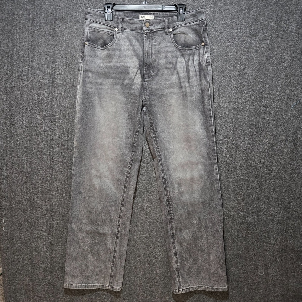 OAT New York Women High Rise Straight Leg Jeans Faded Grey Size 12/31 P0166-LT